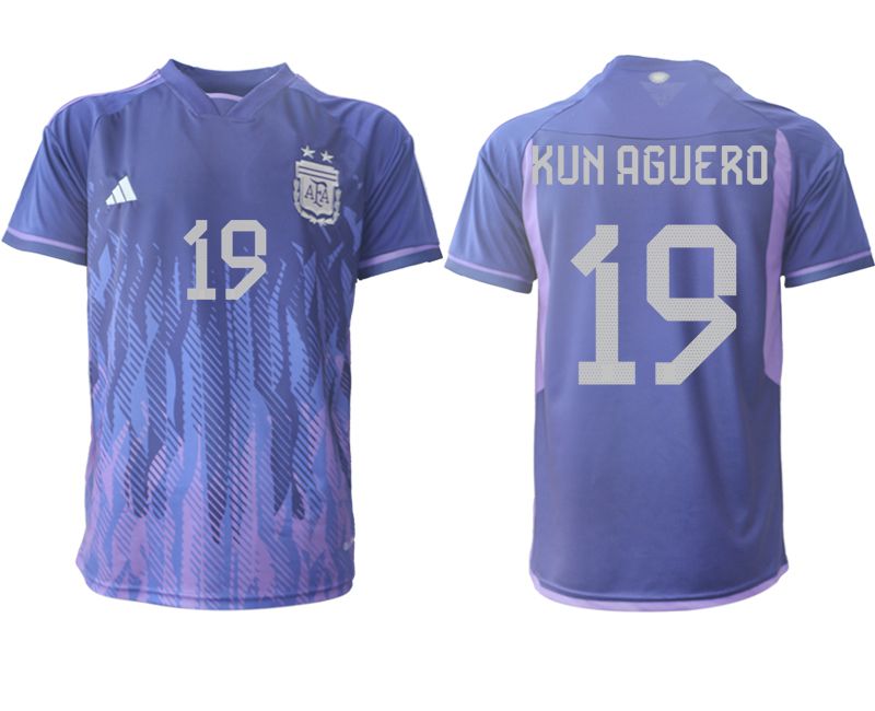 Men 2022 World Cup National Team Argentina away aaa version purple #19 Soccer Jersey
